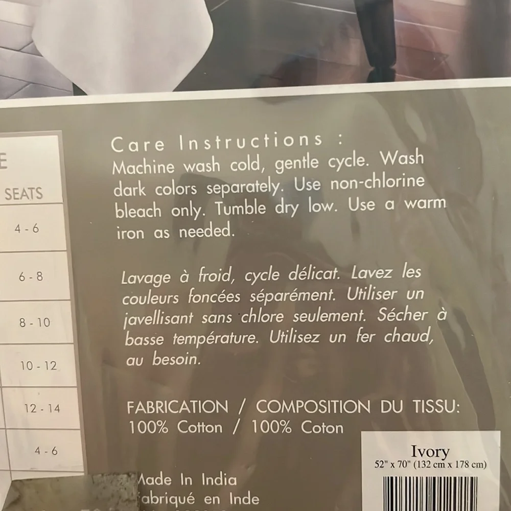 ▶️ Bed Bath and Beyon ◀️RESTAURANT TABLECLOTH Ivory. 52”x 70” stain resistant